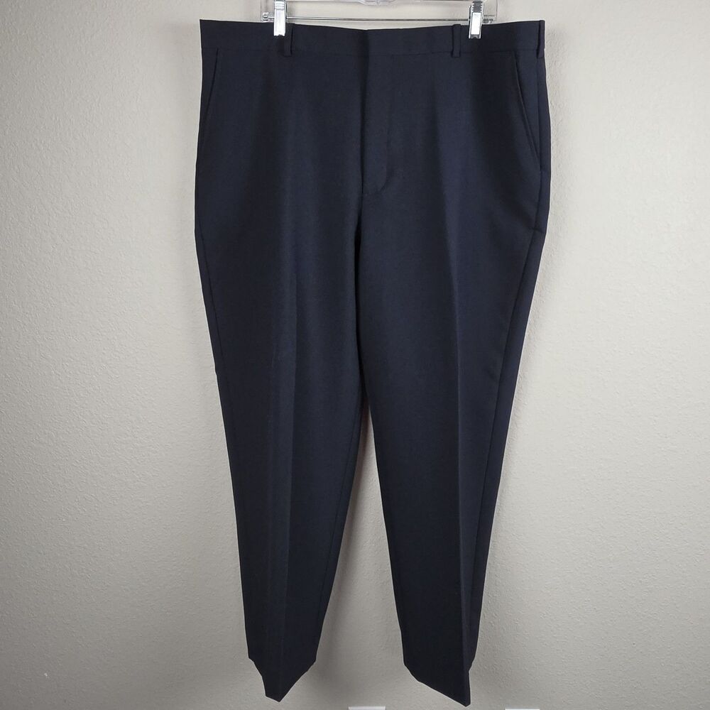 David Taylor Collection Flexslax II Pants Men 42x29 Navy Blue Dress Polyester